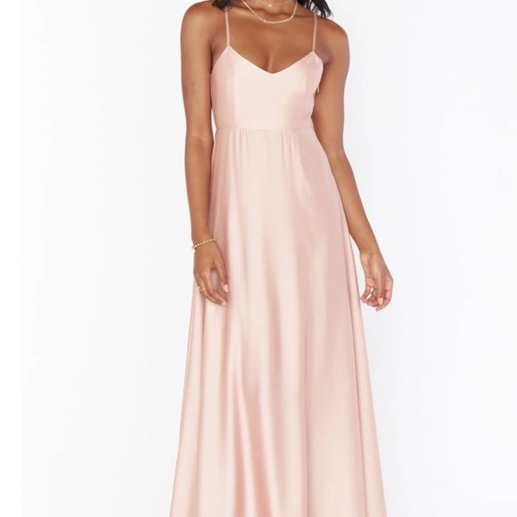 Show Me Your MuMu | Dresses | Nwt Faith Maxi Dress Rose Gold Luxe Satin ...